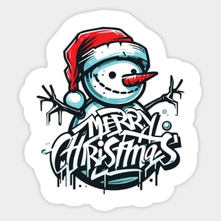 Merry Christmas Graffiti Snowman Sticker